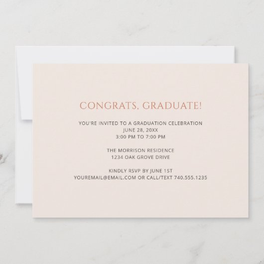 Elegant Typography Minimalist 1-Photo Afstuderen Kaart (Achterkant)