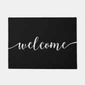 Elegant Typography Minimalist Black White Welkom Deurmat (Voorkant)