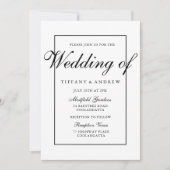 Elegant Typography Modern Wedding Invitation Kaart (Voorkant)
