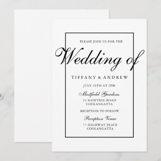 Elegant Typography Modern Wedding Invitation Kaart (Voorkant / Achterkant)