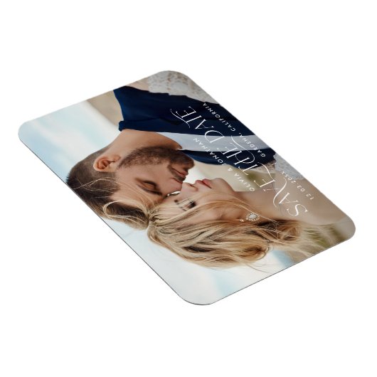 Elegant typography modern wedding landscape photo magneet (Rechterzijde)