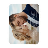 Elegant typography modern wedding landscape photo magneet (Verticaal)