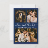 Elegant Typography Navy Photo Collage Hartelijk da Bedankkaart (Voorkant)