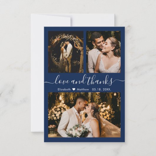 Elegant Typography Navy Photo Collage Hartelijk da Bedankkaart (Voorkant)