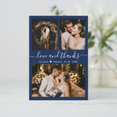 Elegant Typography Navy Photo Collage Hartelijk da Bedankkaart (Staand voorkant)