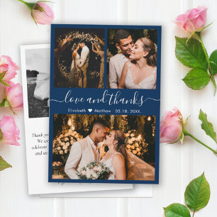 Elegant Typography Navy Photo Collage Hartelijk da Bedankkaart