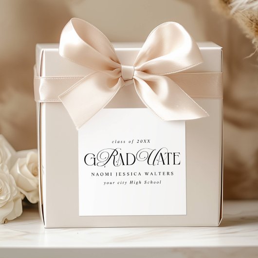 Elegant Typography Old Money Graduation Vierkante Sticker