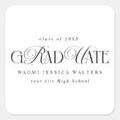 Elegant Typography Old Money Graduation Vierkante Sticker (Voorkant)