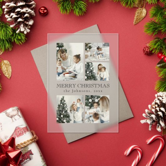 Elegant Typography Photo Collage Christmas Card Acryl Uitnodigingen (Insity (Feestdagen))
