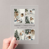Elegant Typography Photo Collage Christmas Card Acryl Uitnodigingen (Insitu (Draagbaar))