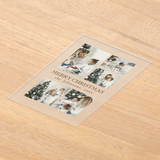 Elegant Typography Photo Collage Christmas Card Acryl Uitnodigingen (Laagn)
