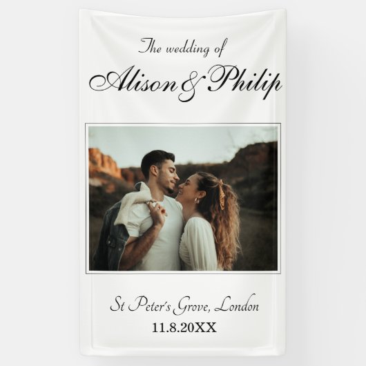 Elegant Typography Photo Template Wedding Spandoek (Verticaal)