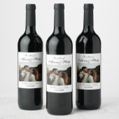 Elegant Typography Photo Template Wedding Wijn Etiket (Flessen)