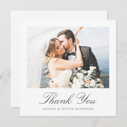 Elegant Typography Photo Wedding Bedankkaart (Voorkant / Achterkant)