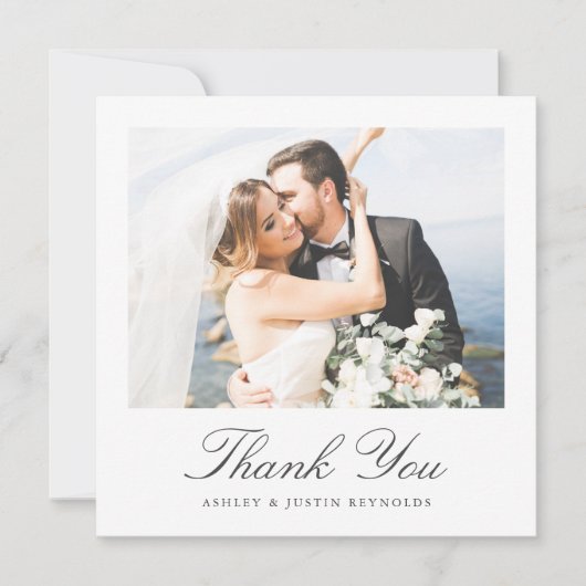 Elegant Typography Photo Wedding Bedankkaart (Voorkant)