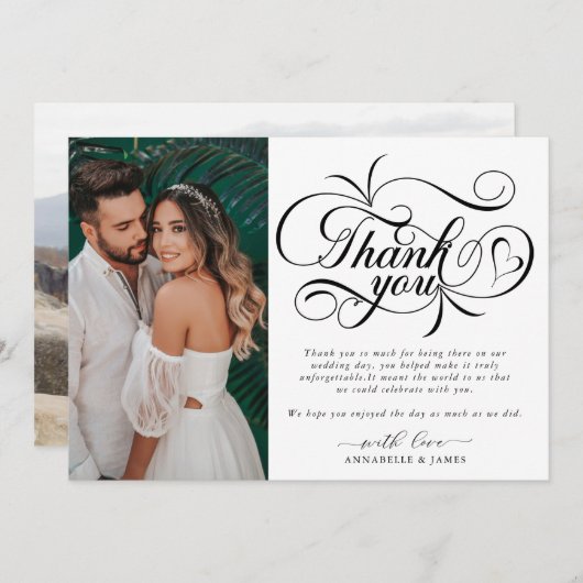 Elegant Typography Photo Wedding Bedankkaart (Voorkant / Achterkant)