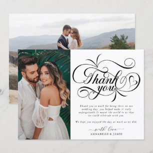 Elegant Typography Photo Wedding  Bedankkaart