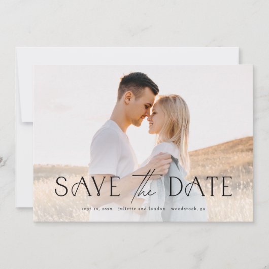 Elegant Typography Photo Wedding Save The Date (Voorkant)