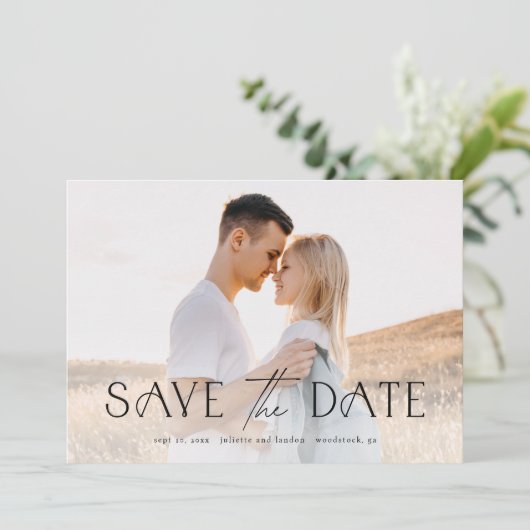 Elegant Typography Photo Wedding Save The Date (Staand voorkant)