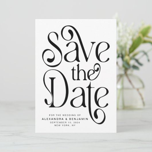 Elegant Typography Photo Wedding Save The Date (Staand voorkant)