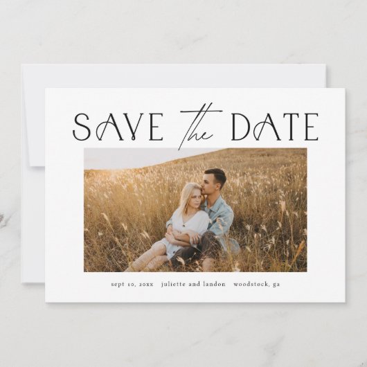 Elegant Typography Photo Wedding Save The Date (Voorkant)