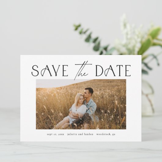 Elegant Typography Photo Wedding Save The Date (Staand voorkant)