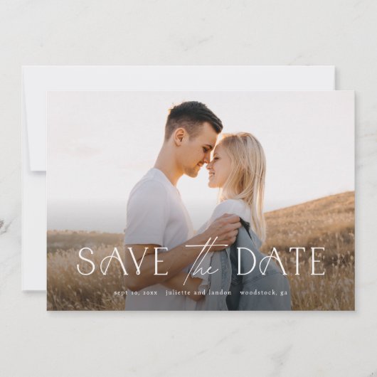 Elegant Typography Photo Wedding Save The Date (Voorkant)