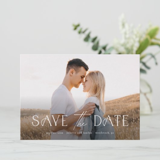 Elegant Typography Photo Wedding Save The Date (Staand voorkant)
