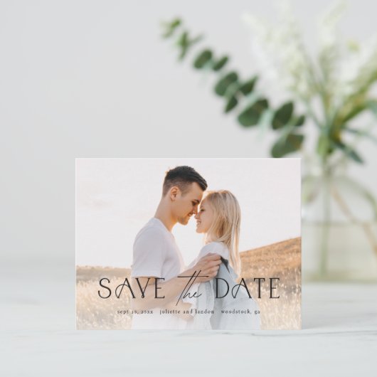 Elegant Typography Photo Wedding Save the Date Aankondigingskaart (Staand voorkant)
