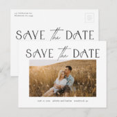 Elegant Typography Photo Wedding Save the Date Aankondigingskaart (Voorkant / Achterkant)