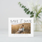 Elegant Typography Photo Wedding Save the Date Aankondigingskaart (Staand voorkant)