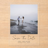 Elegant Typography Photo Wedding Save the Date Acryl Uitnodigingen (Voorkant)