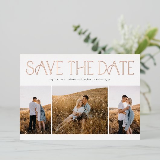 Elegant Typography Photo Wedding Save the Date Folie Uitnodiging (Staand Voorkant)
