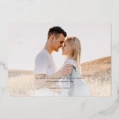 Elegant Typography Photo Wedding Save the Date Folie Uitnodiging (Achterkant)