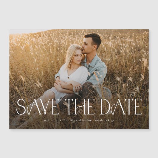 Elegant Typography Photo Wedding Save the Date Magnetische Uitnodiging (Voorkant)