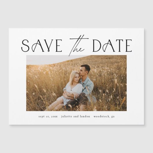 Elegant Typography Photo Wedding Save the Date Magnetische Uitnodiging (Voorkant)
