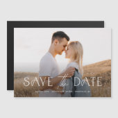 Elegant Typography Photo Wedding Save the Date Magnetische Uitnodiging (Voorkant / Achterkant)
