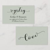 Elegant Typography Sage Green Wedding Registry Informatiekaartje (Voorkant / Achterkant)