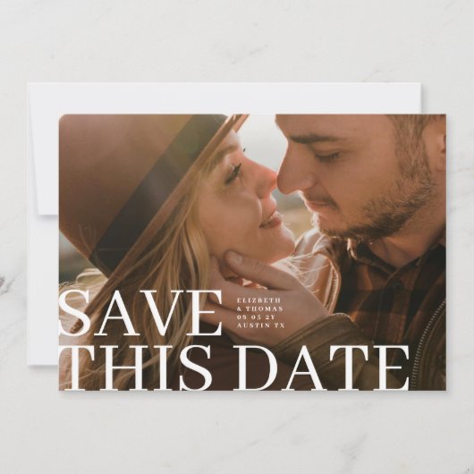 Elegant Typography Save This Date & Photo Wedding Save The Date (Voorkant)