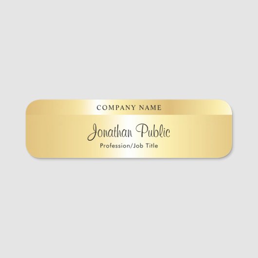 Elegant Typography Script Sjabloon Glamour Gold Naamplaatje (Voorkant)