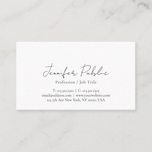 Elegant Typography Script Sjabloon Signature Matte Visitekaartje (Voorkant)