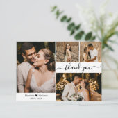 Elegant Typography Script Wedding 4 Photo Collage Bedankkaart (Staand voorkant)