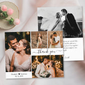 Elegant Typography Script Wedding 4 Photo Collage Bedankkaart