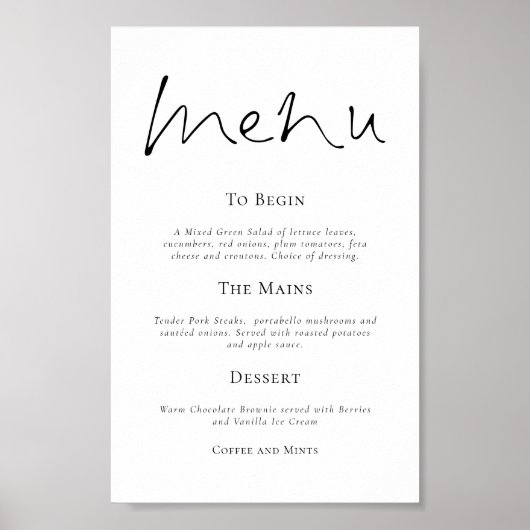 Elegant Typography Simple Wedding Menu Poster (Voorkant)