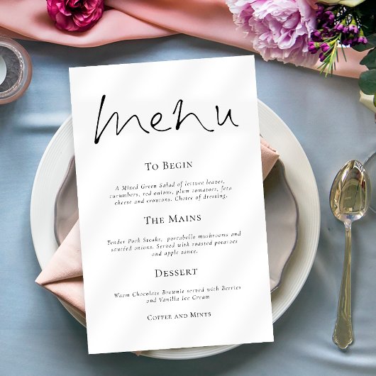 Elegant Typography Simple Wedding Menu Poster