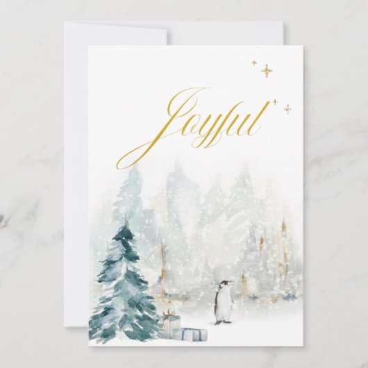 Elegant Typography Waterverf Gold Foliage Snow (Voorkant)
