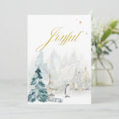Elegant Typography Waterverf Gold Foliage Snow (Staand voorkant)