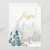 Elegant Typography Waterverf Gold Foliage Snow (Voorkant / Achterkant)