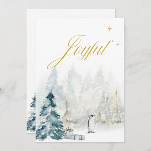 Elegant Typography Waterverf Gold Foliage Snow (Voorkant / Achterkant)