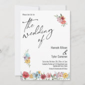 Elegant Typography Waterverf Wildflower Wedding Kaart (Voorkant)